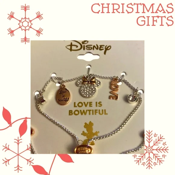 Disney Charm "Love is Bowtiful" Bracelet Adjustable NWT - Picture 2 of 3